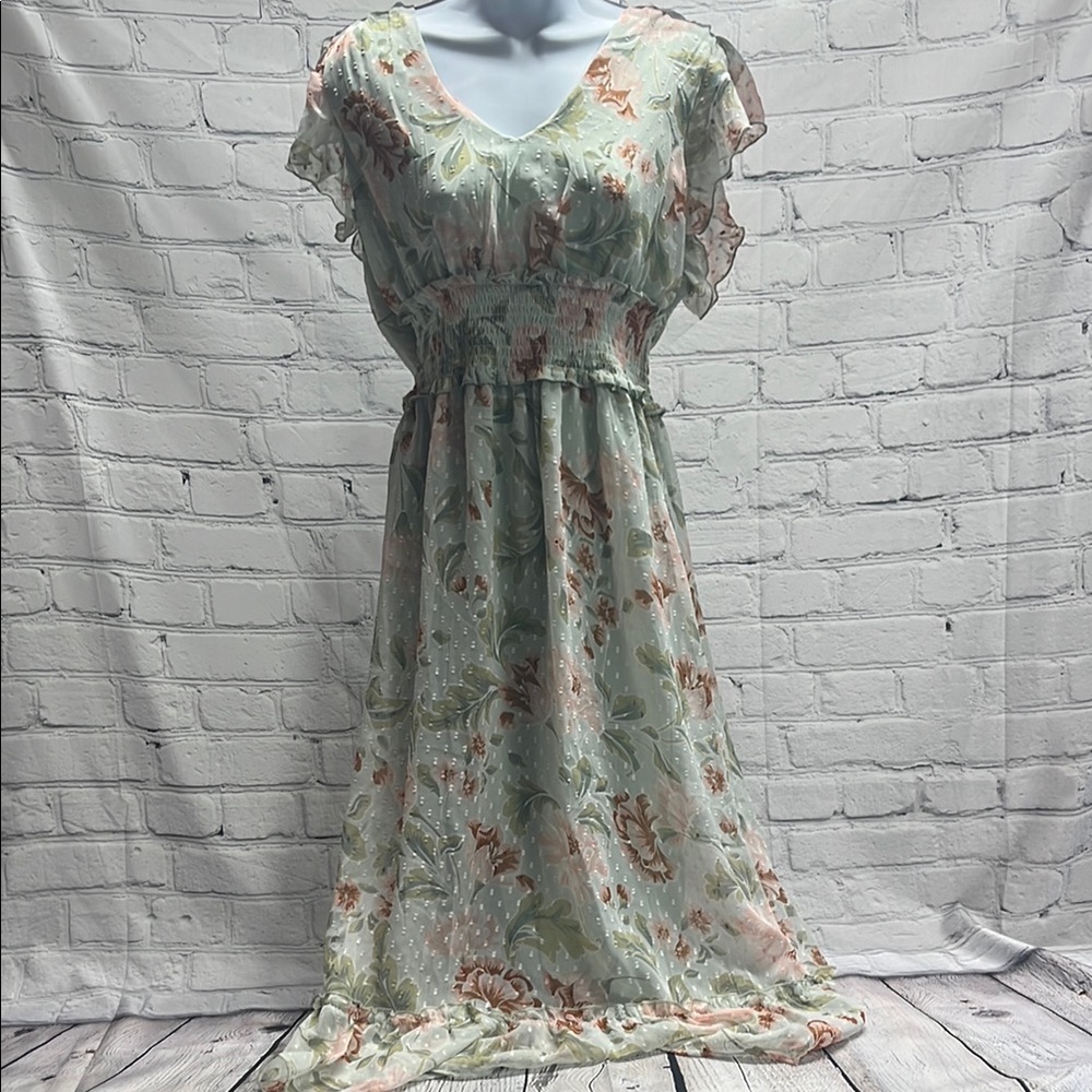 Indulge in style  XL Floral Chiffon Maxi Dress NWT